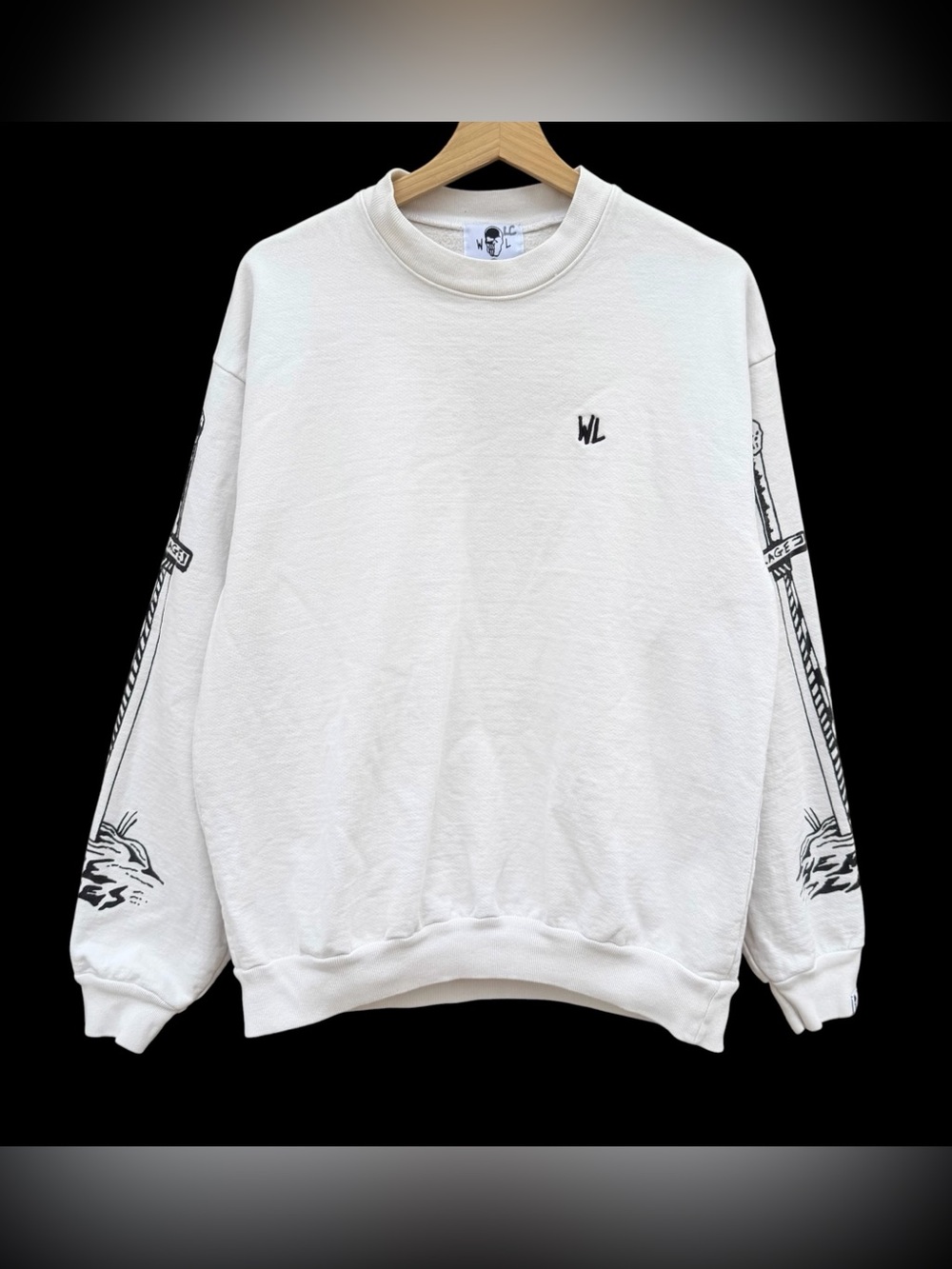 Warren Lotas “Here Lies” Crosses Crewneck Sweatshirt Size Medium White